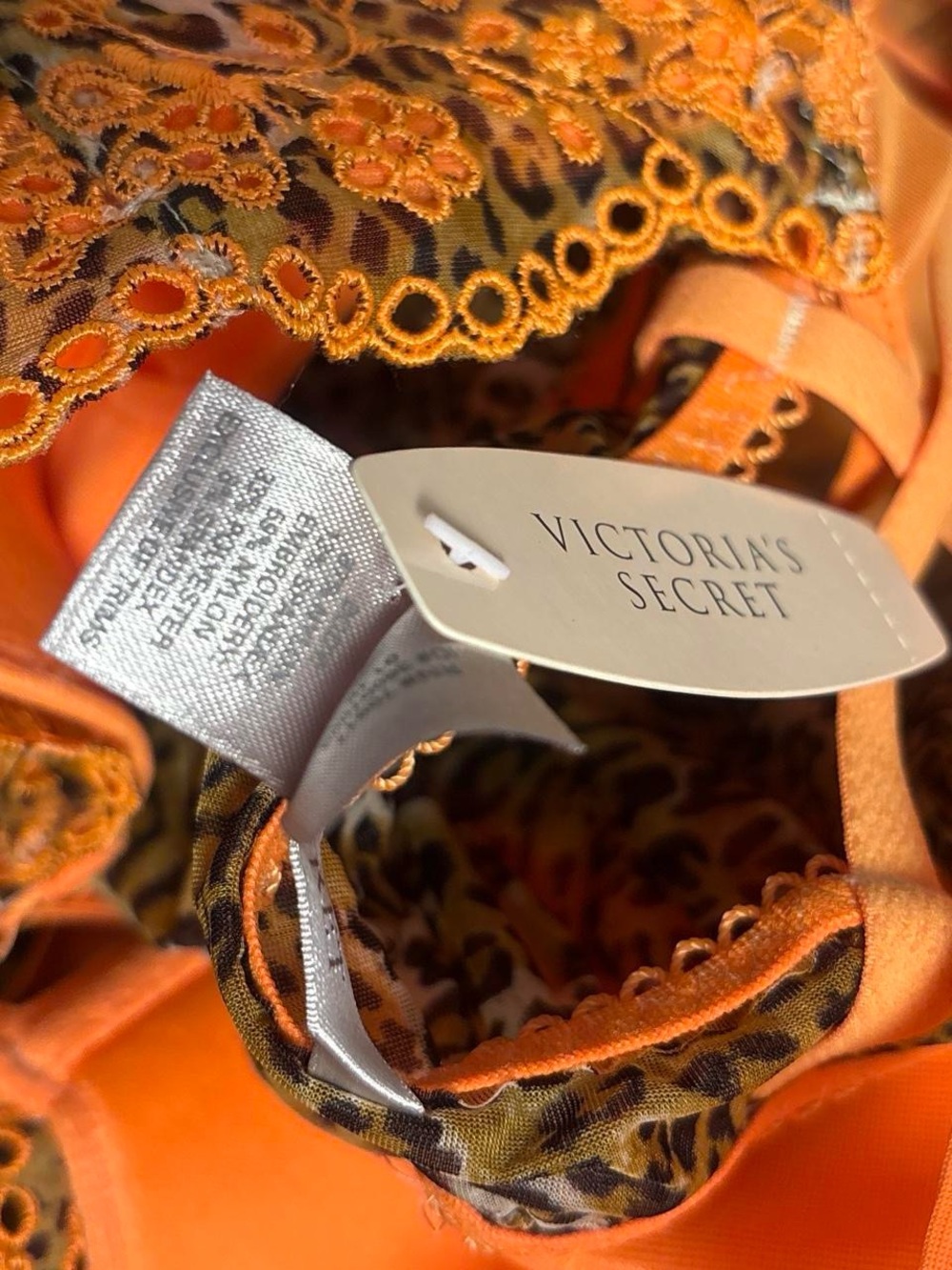 NWT Orange + Leopard Print Babydoll Top by Victoria’s Secret - Picture 4 of 5